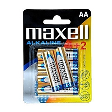 MAXELL Alkaline Batteries AA - LR06 - 4+2 = 6 pieces