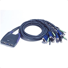 KVM суи‡ ATEN CS64US, о‚ 2x USB A, 1x VGA, 1x 3.5mm jack към 4x USB A, 4x VGA), 4x 3.5mm jack