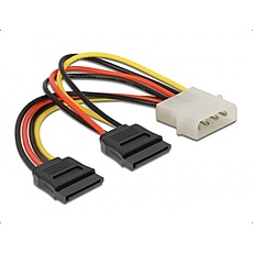 Cable DeLock Power Molex 4 Pin male to 2 x SATA 15 Pin 16 cm