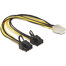 Delock PCI Express power cable 6 pin female > 2 x 8 pin male 30 cm