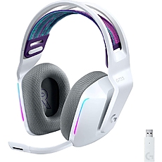 Logitech G733 Wireless Headset, Lightsync RGB, Lightspeed Wireless, PRO-G 40 mm Drivers, DTS Headphone:X 2.0 Surround, Blue Voice Microphone, 278 g, White
