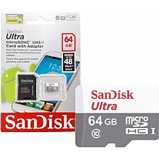 Карта памет SANDISK Ultra microSDHC UHS-I, 64GB, Class 10, 80Mb/s, Адаптер