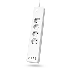 Смарт разклонител HAMA 4 гнезда, WiFi 2.4Ghz, 4 портов USB хъб, Бял