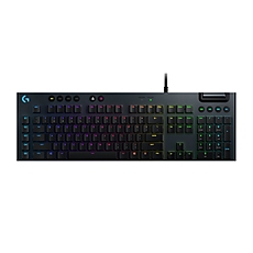 Logitech G815 Keyboard, GL Linear Low Profile, Lightsync RGB, 5 Marco G-Keys, 3 On-Board Profiles, Game Mode, USB Passthrough Data/Power, Media Controls, Carbon