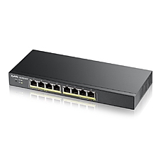 ZyXEL GS1900-8HP, 8-port GbE L2 PoE Smart Switch, 802.3at, desktop, fanless, 70 Watt