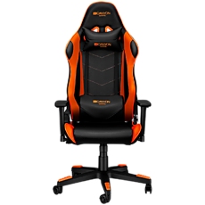 CANYON Deimos GС-4 Gaming chair, PU leather, Original foam and Cold molded foam, Metal Frame, Top gun mechanism, 90-165 dgree, 3D armrest, Class 4 gas lift, Nylon 5 Stars Base, 60mm PU caster, black+Orange.