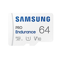 Samsung 64 GB micro SD PRO Endurance, Adapter, Class10, Waterproof, Magnet-proof, Temperature-proof, X-ray-proof, Read 100 MB/s - Write 30 MB/s