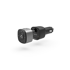 Блутут приемник за кола HAMA 3.5 мм жак, USB зарядно, 2.4 A, Черен/Сребрист
