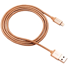 CANYON Charge & Sync MFI braided cable with metalic shell, USB to lightning, certified by Apple, 1m, 0.28mm, Golden