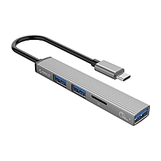 Orico хъб USB3.0/2.0 HUB 3 port + card reader TYPE C, Aluminum - AH-12F-GY