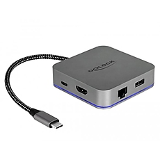 Delock USB Type-C™ Docking Station for Mobile Devices 4K - HDMI / Hub / LAN / PD 3.0 with LED illumination