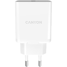 Canyon, Wall charger with 1*USB, QC3.0 24W, Input: 100V-240V, Output: DC 5V/3A,9V/2.67A,12V/2A, Eu plug, Over-load,  over-heated, over-current and short circuit protection, CE, RoHS ,ERP. Size:89*46*26.5 mm,58g, White