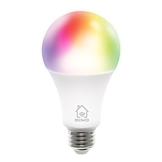 DELTACO SMART HOME RGB LED lamp, E27, WiFI 2.4GHz, 9W, 810lm, dimmable, 16m colors, 220-240V, white