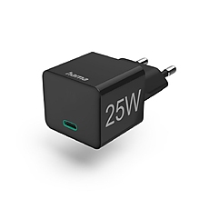 Hama Fast Charger, USB-C, PD/Qualcomm®, Mini-Charger, 25 W, black