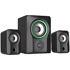 F&D F590X 2.1 Multimedia Speakers, 60W RMS, Full range speaker: 2x3"+ 5.25'' Subwoofer, BT 5.3/AUX/USB/Coaxial/LED Display/RGB multi-color lighting mode/Remote Control/Black