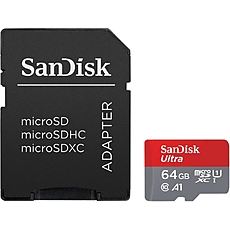 Карта памет SANDISK Ultra microSDXC, 64GB, A1, UHS-I, U1, Class 10, 140MB/s, Адаптер