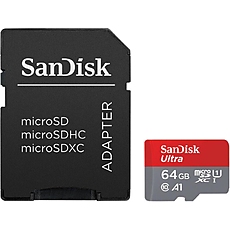 Memory card SANDISK Ultra microSDXC, 64GB, A1, UHS-I, U1, Class 10, 140MB/s, Adapter