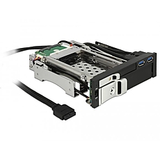 Вътрешно чекмедже Delock 5.25″, За 1 x 2.5″ + 1 x 3.5″ SATA HDD + 2 x USB 3.0 ports