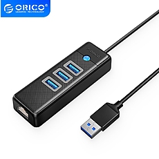 Orico хъб HUB USB3.0 3 port + LAN 1000M - PW3UR-U3-015-BK