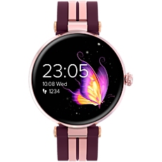 CANYON Smart watch Rtl8762dt, 1.19'' Amoled 390x390px, oncell TP, 192KB RAM, 3.7V 190mAh battery, Rosegold alumimum alloy case middle frame + plastic bottom case+pink and purple silicone strap +rosegold strap buckle