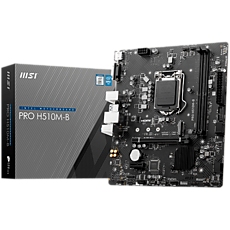 MSI PRO H510M-B DDR4, mATX, Socket 1200, Dual Channel DDR4 up to 2933MHz, 1x PCIe x16 slots, 1x M.2 slots, 1x HDMI, 1x VGA, 2x USB 3.2 Gen 1, 4x USB 2.0, 7.1 HD Audio, 5Gpbs LAN, 3Y