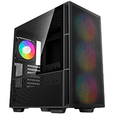 DeepCool CH560, Mid Tower, Mini-ITX/Micro-ATX/ATX/E-ATX, 1xUSB3.0, 1xType-C, 1xAudio, 3x140mm + 1x120mm Pre-Installed ARGB Fans, Hybrid Tempered Glass And Mesh Side Panel, GPU Support Arm, Mesh Front Panel, Black