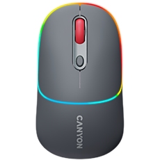 CANYON MW-22, 2 in 1 Wireless optical mouse with 4 buttons, DPI 800/1200/1600, 2 mode(BT/ 2.4GHz), 650mAh Li-poly battery, RGB backlight, Dark grey, cable length 0.8m, 110*62*34.2mm, 0.085kg