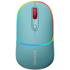 CANYON MW-22, 2 in 1 Wireless optical mouse with 4 buttons, DPI 800/1200/1600, 2 mode(BT/ 2.4GHz), 650mAh Li-poly battery, RGB backlight, Dark cyan, cable length 0.8m, 110*62*34.2mm, 0.085kg