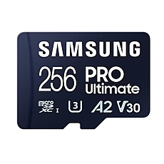 Samsung 256GB micro SD Card PRO Ultimate with Adapter , UHS-I, Read 200MB/s - Write 130MB/s, U3, V30, A2
