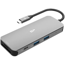 Silicon Power SR30 8-in-1 Docking Station USB C Hub with 4K@60Hz HDMI DisplayPort, 100W Power Delivery, 1 USB-C 3.2 Gen 1 port and 2 USB-A 3.2 Gen 1 ports, 1 Ethernet port, 2 SD/microSD card slots for iPhone 15/ MacBook Pro/ iPad Pro/ Steam Deck/ Rog