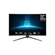 MSI G32CQ5P, 170Hz, 1ms, VA, 2560x1440 (WQHD), Curve 1500R, Adaptive-Sync, HDR Ready,  Anti-Flicker, Less Blue Light, Night Vision, 3000:1, 100M:1, DP, 2x HDMI 2.0b, 1x Earphone out, Tilt, Height. Adj. 90mm, VESA 75, Frameless, 9S6-3DB44H-027