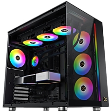 Xigmatek AQUA Ultra Air EN41907, Black, E-ATX/ATX/M-ATX/MINI ITX, USB 3.0 X 2, USB 2.0 X 2, USB-C X 1, HD AUDIO, Mesh Top, Front & Left TG, ARGB Strip, 7PCS Z20A&Galaxy II Fan Control Kit