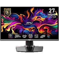 MSI MPG 271QRX QD-OLED Gaming Monitor, 27" 360Hz, WQHD (2560x1440) 16:9, QD-OLED Anti-Reflection, 0.03ms, 250nits, 1500000:1, 178°/178°, AMD FreeSync Premium Pro, Adjustable Stand, 1x DP, 2x HDMI, 1xType-C, 3x USB, 1xHeadphone out, 3Y Warranty
