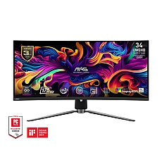 MSI MAG 341CQP QD-OLED, 34", 175Hz, 0.03ms, UWQHD 3440x1440, Oled Care 2.0, Fanless with Graphene, ClearMR 9000, HDR, KVM, 250 nits, 1500000:1, 100M;1, DP (1.4a), 2x HDMI (2.1), Type-C (DP alt. PD 15W), USB HUB, Adj.Stand 100mm, VES, 9S6-3DD04T-001