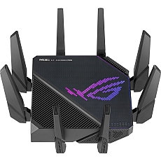 Asus Gaming Wireless Router,ROG Rapture GT-AX11000 Pro, AX11000, Tri-Band, Quad-Core 2.0GHz CPU, 256MB/1GB Flash/RAM, 10G port, AiProtection Pro, Adaptive QoS, VPN Fusion, IPTV, OFDMA, MU-MIMO, Beamforming, Link Aggregation, Port forwarding, AiMesh, Black