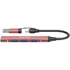 CANYON hub DS-02 4in1 USB-A/C Pink