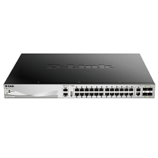 D-Link 24x10/100/1000Base-T PoE ports (370W budget) Layer 3 Stackable Managed Gigabit Switch with 2x10GBASE-T ports and 4xSFP+ ports