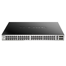 D-Link 48x10/100/1000BASE-T PoE ports (370W budget) Layer 3 Stackable Managed Gigabit Switch with 2x10GBASE-T ports and 4xSFP+ ports
