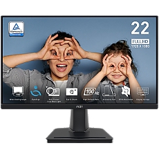 MSI PRO MP225V Professional Business Monitor, 21.45" 100Hz, FHD (1920x1080) 16:9, VA Anti-glare, 1ms/4ms, 300nits, 4000:1, 178/178, Adaptive-Sync, Tilt, 1x D-Sub(VGA), 1x HDMI, 3Y Warranty