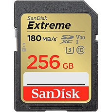SanDisk Extreme 256GB SDXC Memory Card + 1 year RescuePRO Deluxe up to 180MB/s & 130MB/s Read/Write speeds, UHS-I, Class 10, U3, V30