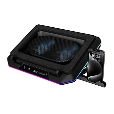 Gamdias Охладител за лаптоп Gaming Notebook Cooler 19" - AETHER P1 - USB-C/A Hub, RGB, Phone Stand
