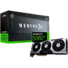 MSI Video Card NVIDIA GeForce RTX 5060 Ti 16G VENTUS 3X OC, 16GB GDDR7, 128-bit, 2617 MHz Boost, 4608 CUDA Cores, PCIe 5.0 (x8), 3x DP 2.1b, HDMI 2.1b, RAY TRACING, Triple Fan, 180W TDP, 8-pin PCIe Power, G-SYNC, 2-Slot, 3Y