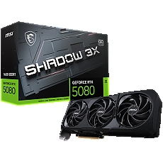 MSI Video Card Nvidia GeForce RTX 5080 16G SHADOW 3X OC, 16GB GDDR7, 256bit, Effective Memory Clock: 30000MHz, Boost: 2640 MHz, 10752 CUDA Cores, PCIe 5.0, 3x DP 2.1b, HDMI 2.1b, RAY TRACING, Triple Fan, 1x16pin, 850W Recommended PSU, 3Y