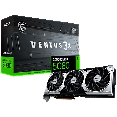 MSI Video Card Nvidia GeForce RTX 5080 16G VENTUS 3X OC PLUS, 16GB GDDR7, 256bit, Effective Memory Clock: 30000MHz, Boost: 2617 MHz, 10752 CUDA Cores, PCIe 5.0, 3x DP 2.1a, HDMI 2.1b, RAY TRACING, Triple Fan, 1x16pin, 850W Recommended PSU, 3Y