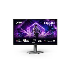 AOC AG276UZD, 26.5" QD-OLED, 3840x2160@240Hz, 0.03ms GtG, 1000cd m/2, 1.500.000:1, 80M:1 DCR, Adaptive Sync, FlickerFree, LowBlue Mode, 5Wx2, Tilt, Height Adjust, Pivot, Swivel, 2xHDMI, DP, USB hub, KVM