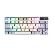 Asus ROG Azoth 75 Wireless DIY Custom Gaming Keyboard, OLED display, Gasket-Mount, Three-Layer Dampening, Hot-Swappable Pre-lubed ROG NX Red Switches & Keyboard Stabilizers, PBT Keycaps, RGB-White