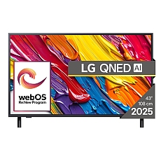 LG 43QNED82A3B, 43" 4K QNED HDR Smart TV, 3840x2160, DVB-T2/C/S2, Alpha 7 AI Processor, HDR10 / HLG, webOS 25 ThinQ, VRR / ALLM / HGiG, 4K Upscaling, WiFi 5, Voice Controll, Bluetooth 5, AirPlay 2, LAN, CI, HDMI, SPDIF, Google Cast, 2 pole Stand