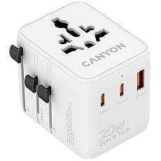 CANYON Travel Adapter OnTour 20 EU/UK/US/AUS 20W  White