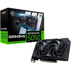MSI Video Card NVIDIA GeForce RTX 5050 8G GAMING OC, 8GB GDDR6, 128-bit, 2647 MHz Boost, 2560 CUDA Cores, PCIe 5.0 (x8), 3x DP 2.1b, HDMI 2.1b, RAY TRACING, Dual Fan, 130W TDP, 8-pin PCIe Power, G-SYNC, 2-Slot, 3Y