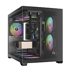 Gamdias кутия Case mATX - AURA GC10M v2 - 3 x 120 mm A-RGB, USB-C, Tempered Glass